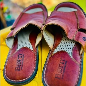 Born open toe bourbon leather sandals